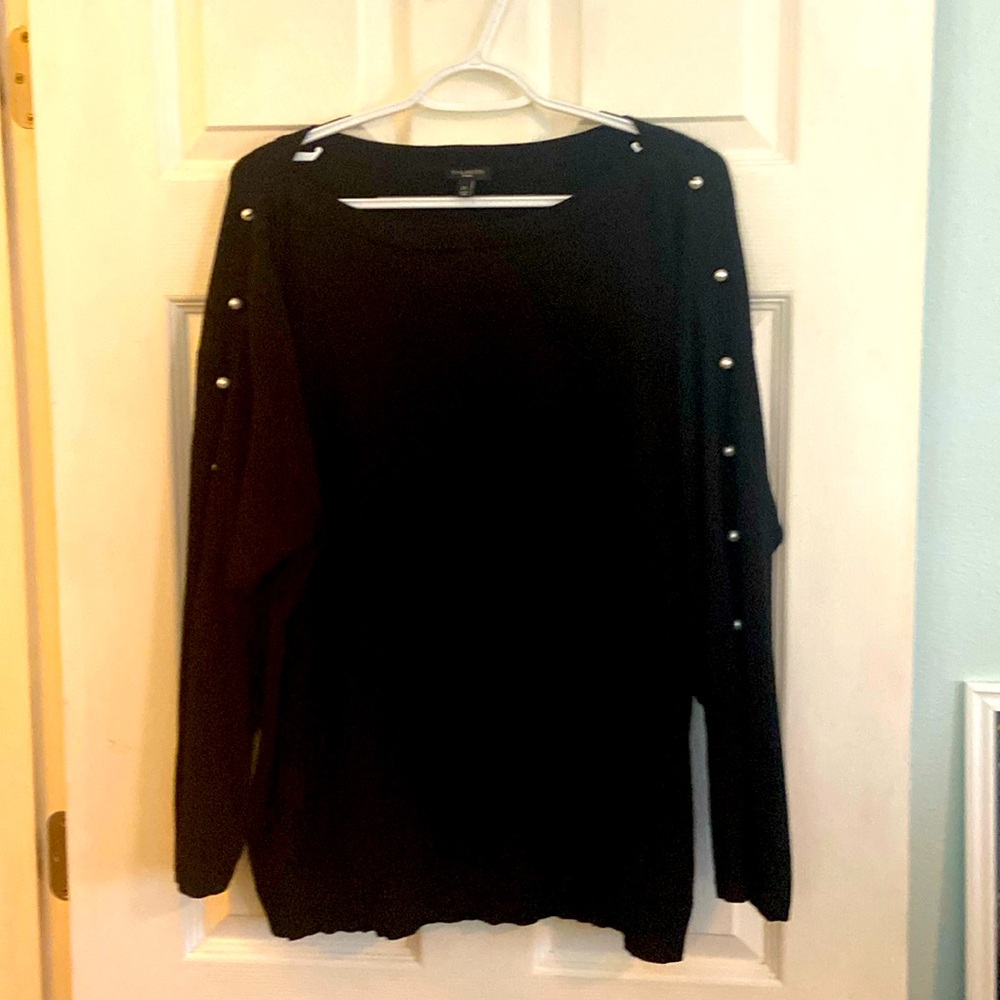 Talbots Black Pearls On Sleeve Between Cutouts